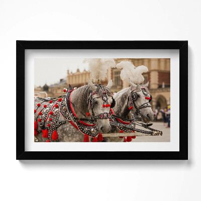 Obraz s rámem dekorativní Krásní koně v Krakově