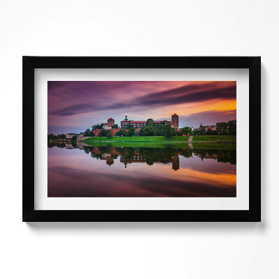 Obraz s rámem dekorativní Východ slunce královského hradu Wawel