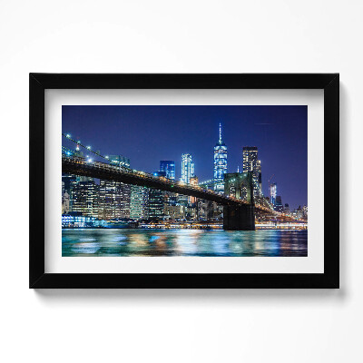 Obraz s rámem dekorativní Brooklynský most v New Yorku v noci