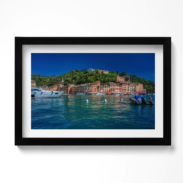 Obraz s rámem dekorativní Lodě plující v Portofinu