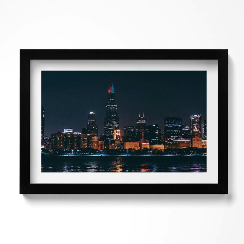 Obraz s rámem dekorativní Panoráma města Chicago