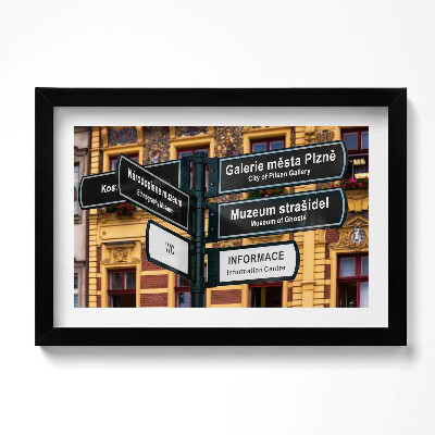 Obraz s rámem dekorativní Rozcestník Plzeň