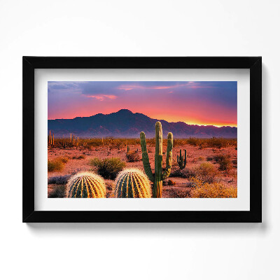 Obraz s rámem dekorativní Západ slunce v poušti