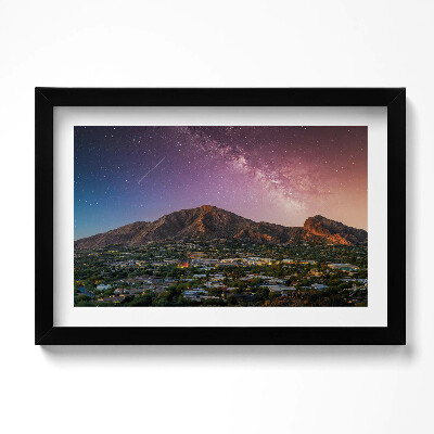Obraz s rámem dekorativní Hory s galaxií na obloze