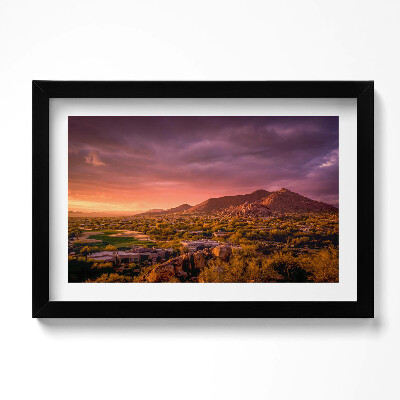 Obraz s rámem dekorativní Západ slunce nad North Scottsdale
