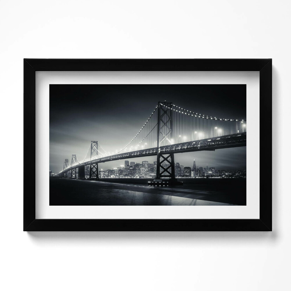 Obraz s rámem dekorativní Most v noci San Francisco