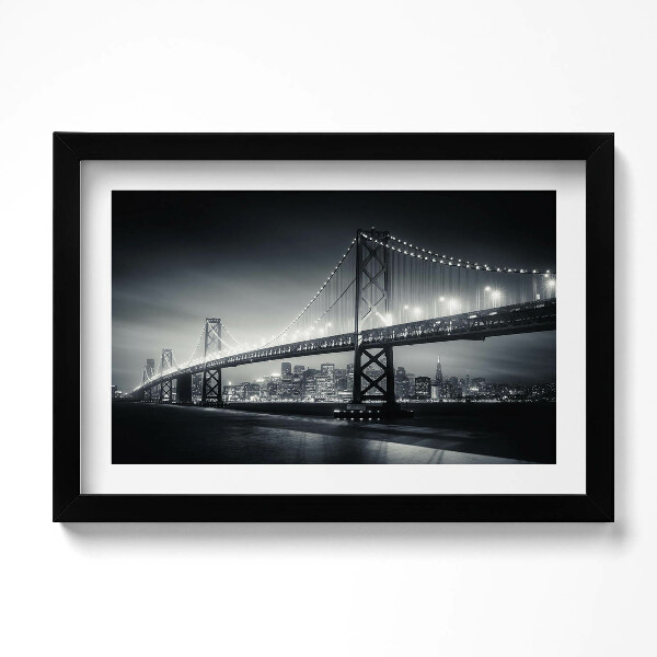 Obraz s rámem dekorativní Most v noci San Francisco