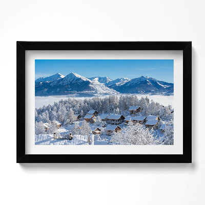 Obraz s rámem dekorativní Položte sníh v Alpách