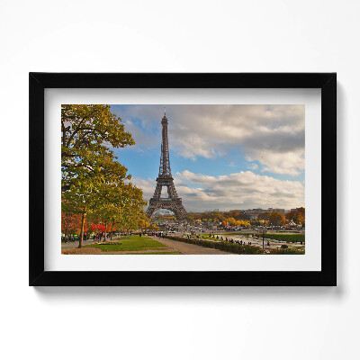 Obraz s rámem dekorativní Eiffelova věž na podzim ve Francii