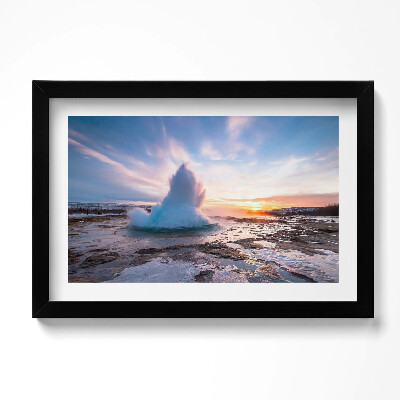 Obraz s rámem dekorativní Gejzír na ostrově Island