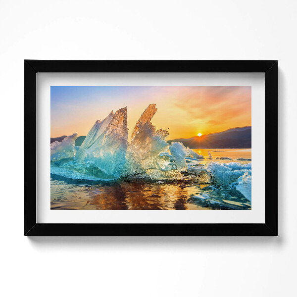 Obraz s rámem dekorativní Kus ledu při východu slunce
