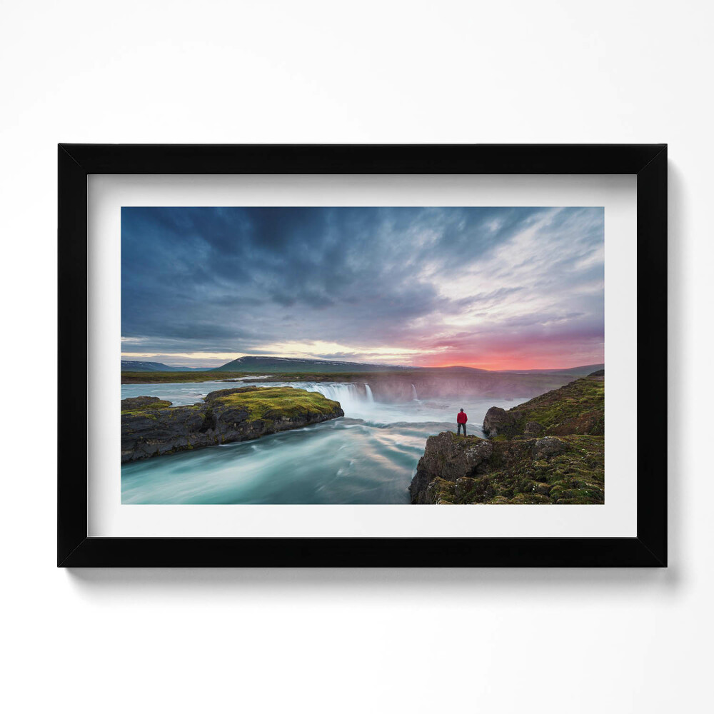 Obraz s rámem dekorativní Krajina s vodopádem Godafoss