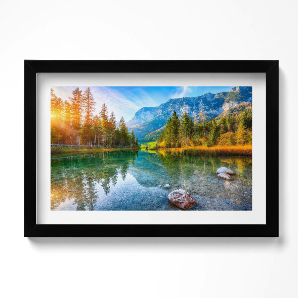 Obraz s rámem dekorativní Říční horská krajina