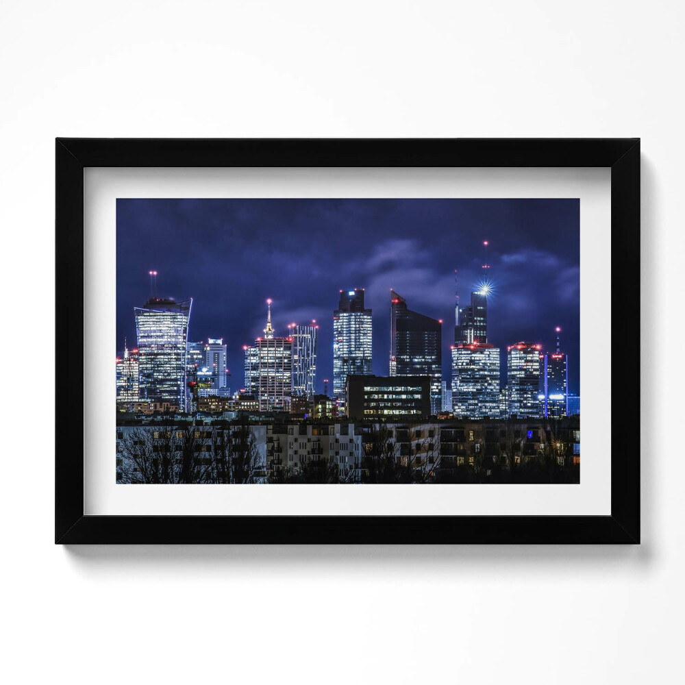 Obraz s rámem dekorativní Městské budovy v noci