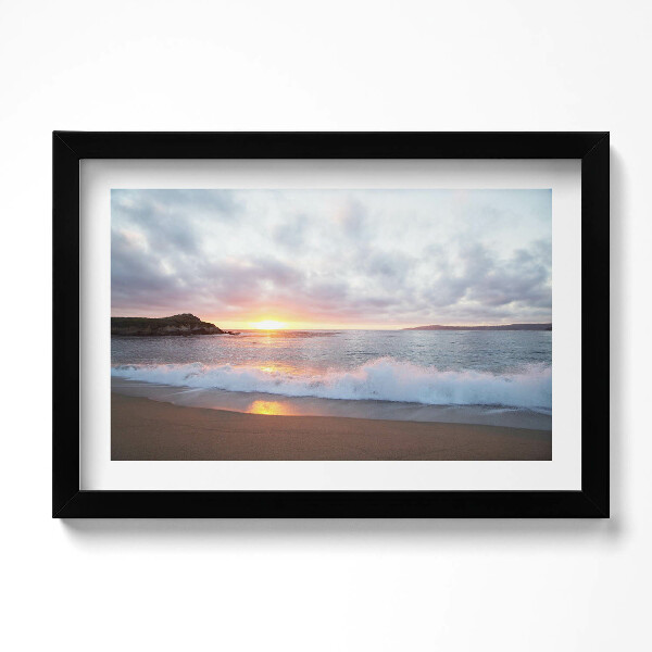 Obraz s rámem dekorativní Mořská pláž a západ slunce