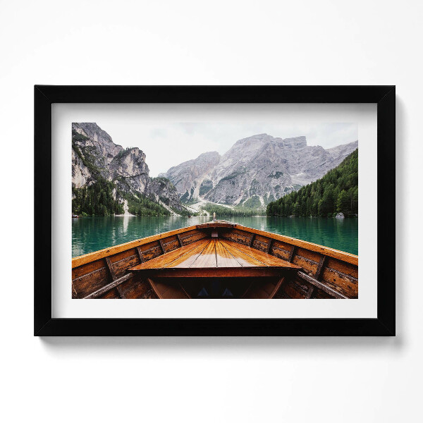 Obraz s rámem dekorativní Loď na horském jezeře