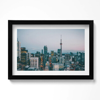 Obraz s rámem dekorativní Panorama města ve večerních hodinách