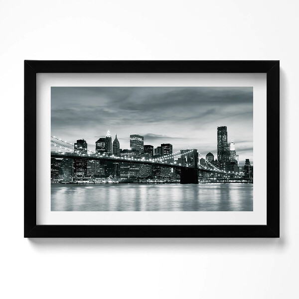 Obraz s rámem dekorativní Brooklyn Bridge Nové panorama