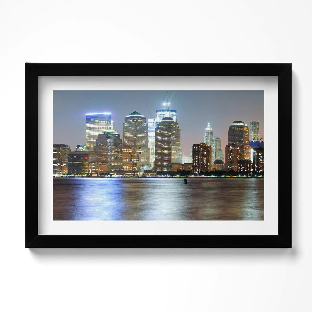 Obraz s rámem dekorativní Panorama města v noci