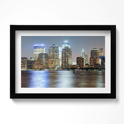 Obraz s rámem dekorativní Panorama města v noci