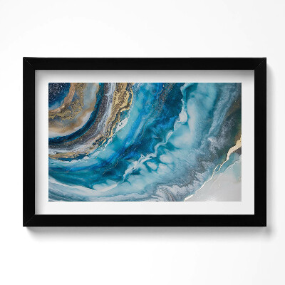 Obraz s rámem dekorativní Modrý mramor abstrakce