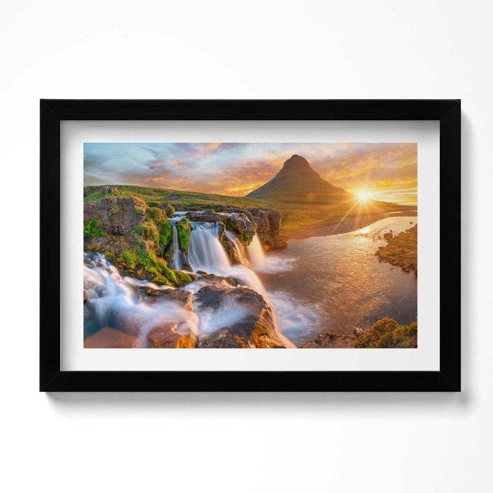 Obraz s rámem dekorativní Přírodní krajina při západu slunce