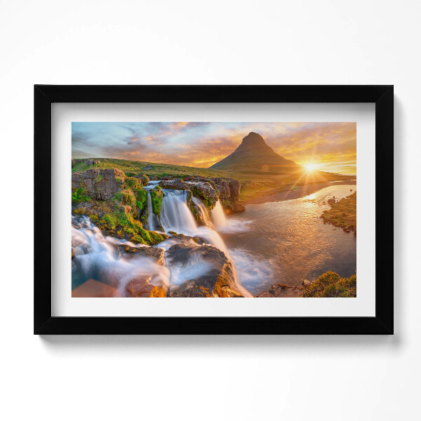 Obraz s rámem dekorativní Přírodní krajina při západu slunce