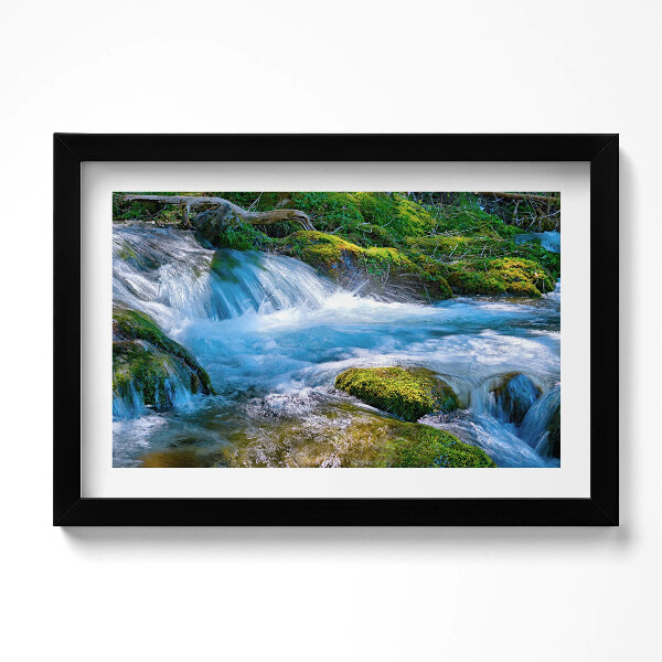 Obraz s rámem dekorativní Zurčící potok v lese