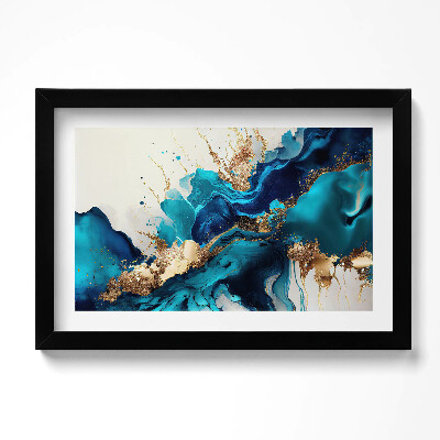 Obraz s rámem dekorativní Tekutá abstrakce se zlatem