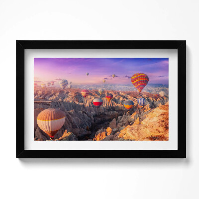 Obraz s rámem dekorativní Balónky létající nad kaňonem