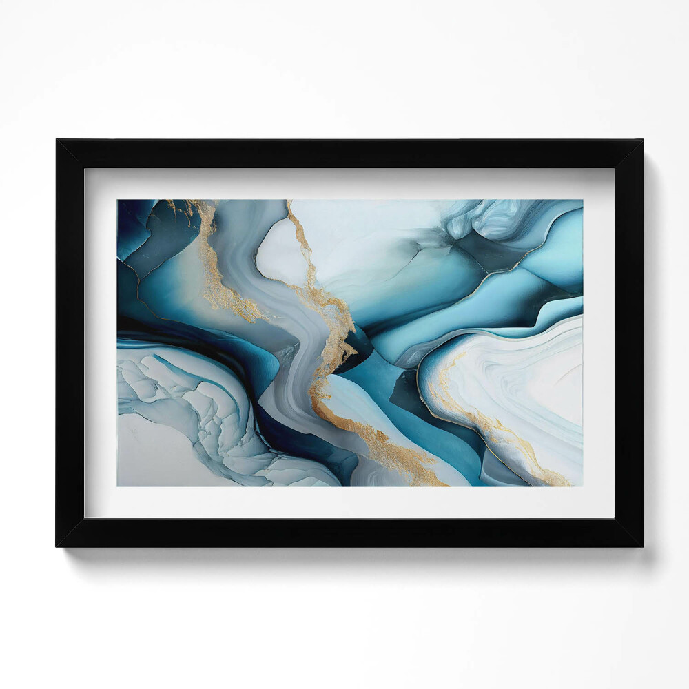 Obraz s rámem dekorativní Tekutá mramorová textura se zlatem