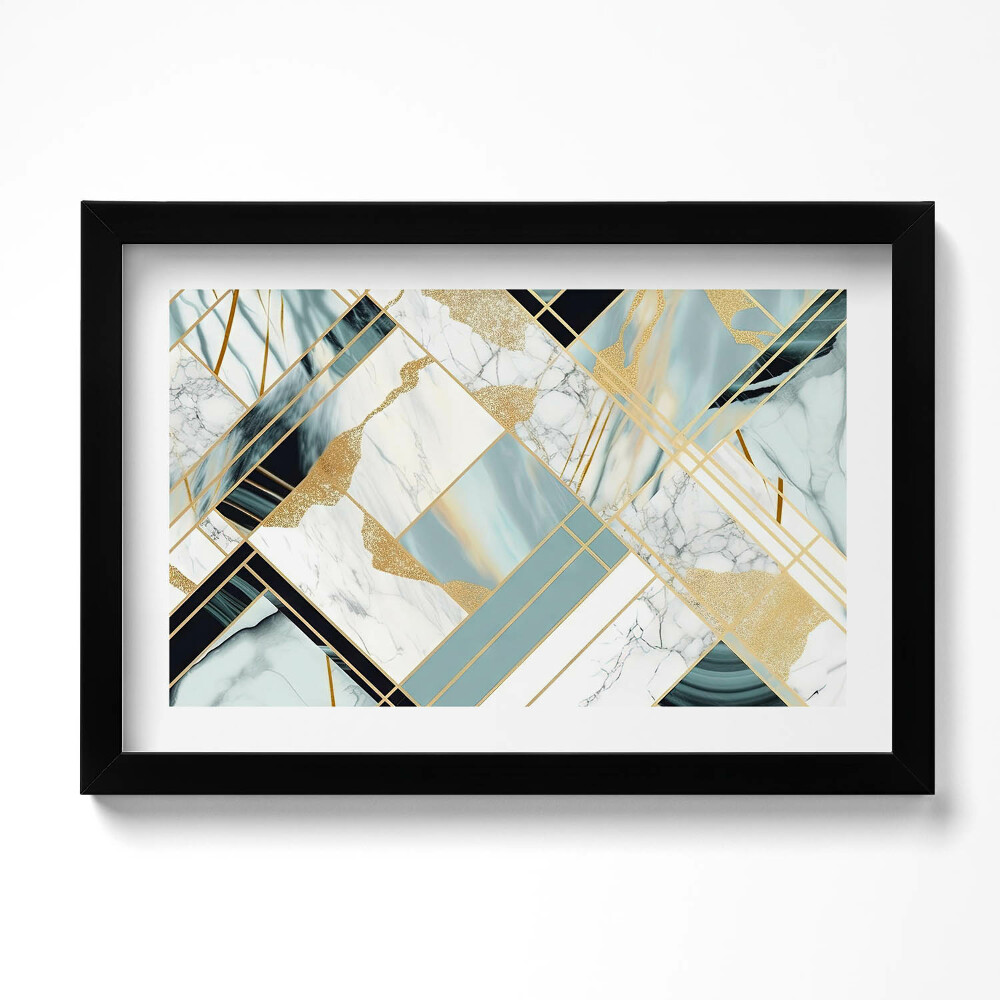 Obraz s rámem dekorativní Geometrické abstrakce se zlatem