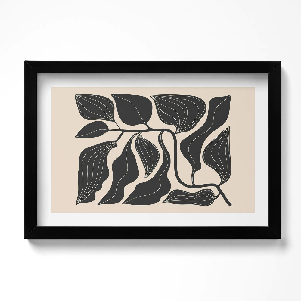 Obraz s rámem dekorativní Minimalistické ilustrace listů rostlin