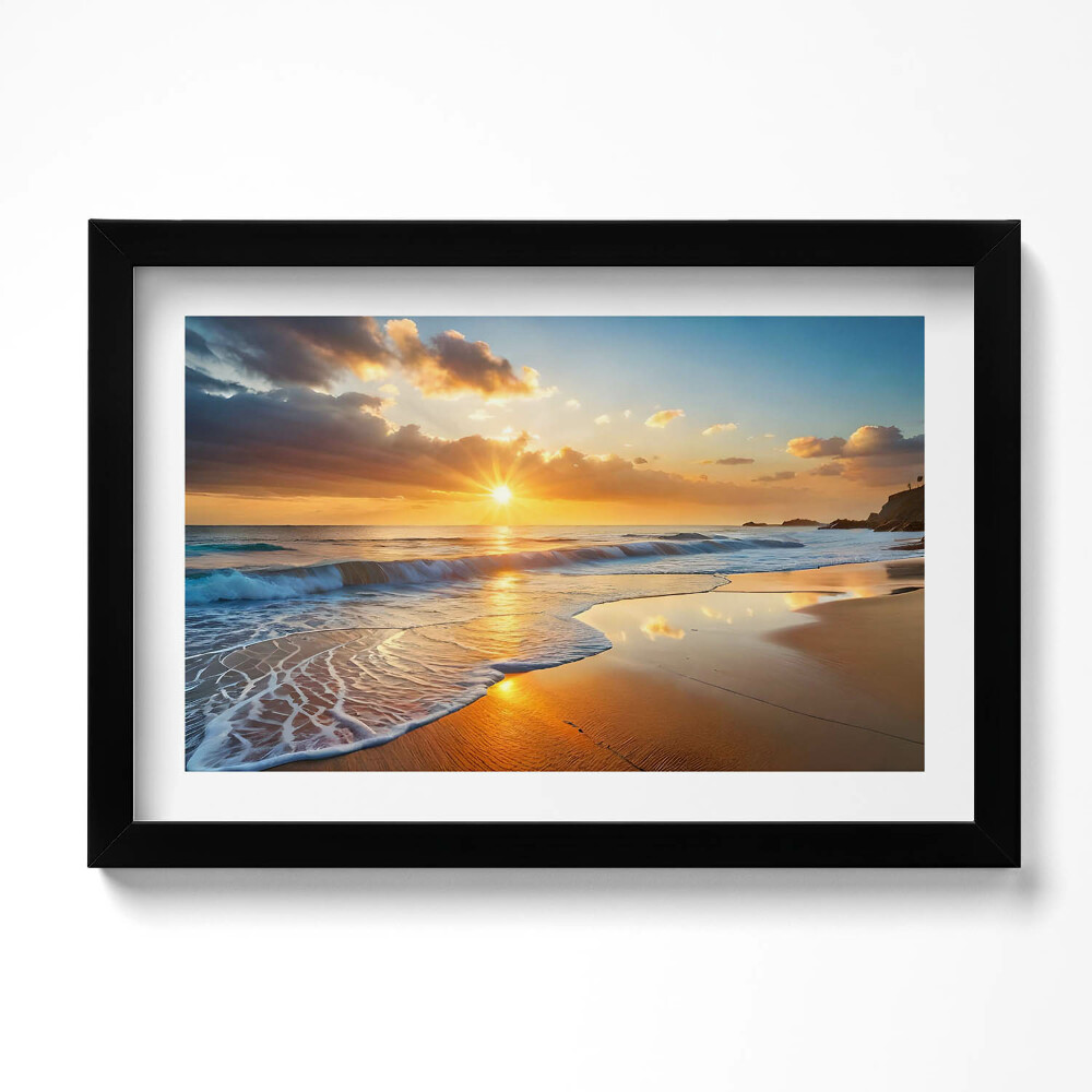 Obraz s rámem dekorativní Západ slunce nad mořem