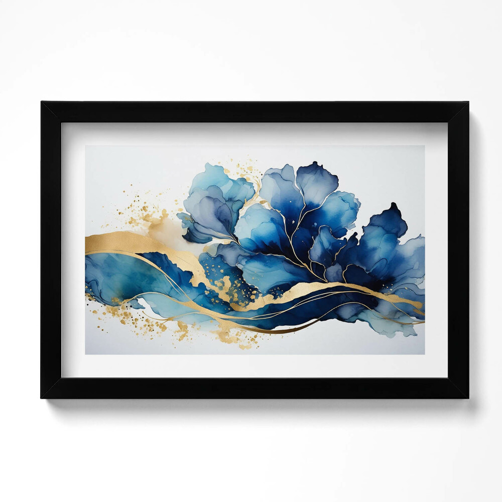 Obraz s rámem dekorativní Abstraktní malba rostlin ve zlatě