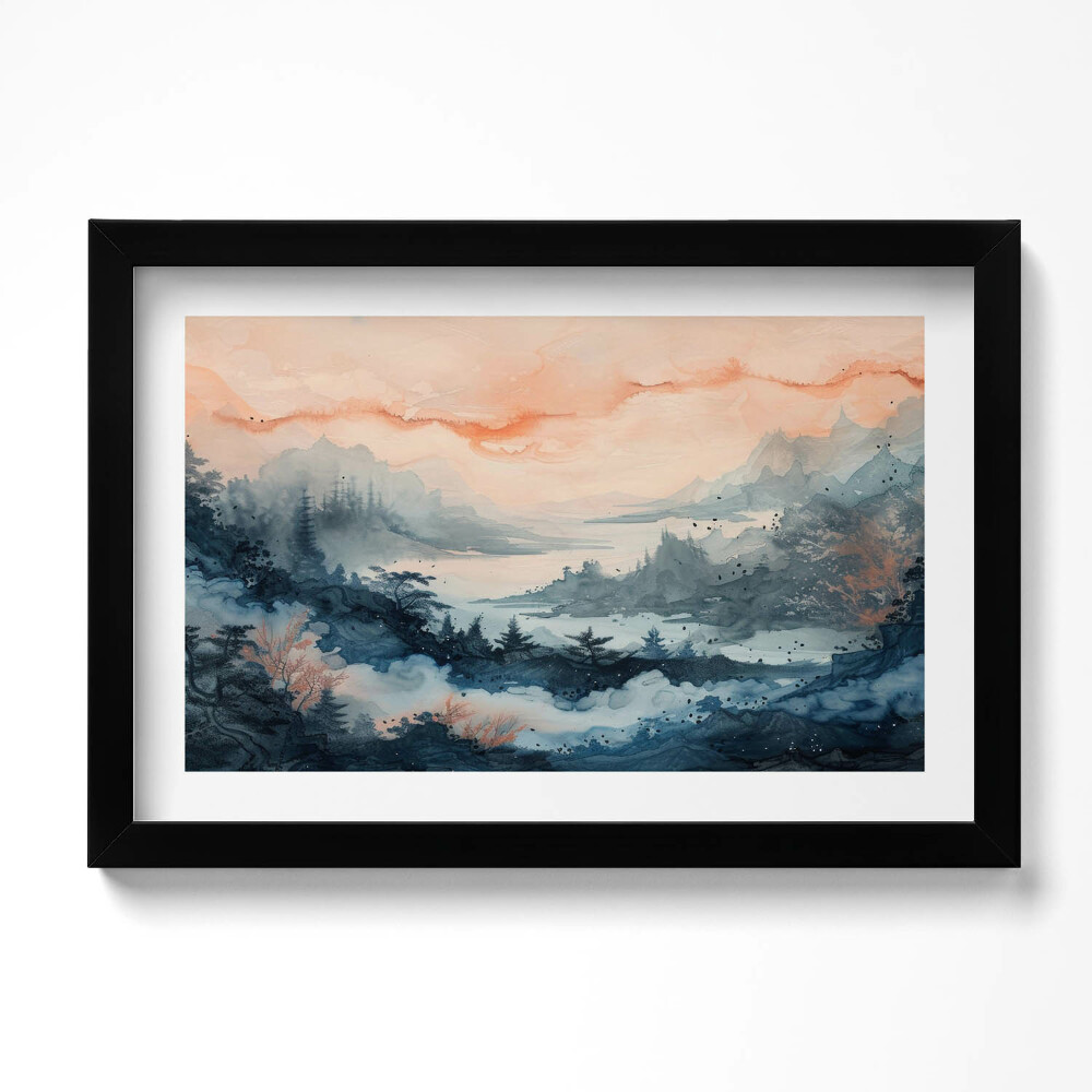Obraz s rámem dekorativní Abstraktní krajina hor a lesů