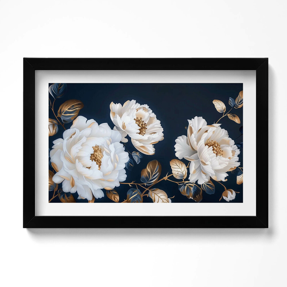 Obraz s rámem dekorativní Krásné bílé květy v okouzlujícím stylu