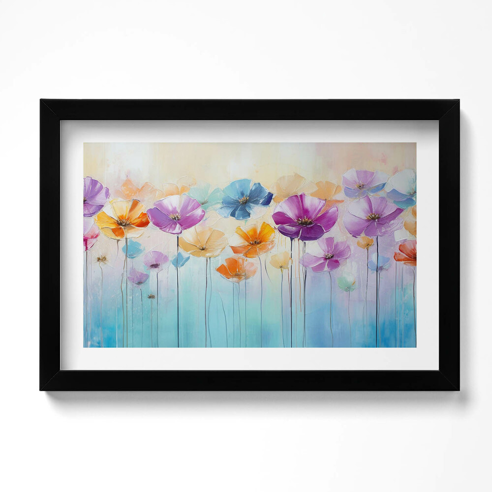 Obraz s rámem dekorativní Malované barevné květiny