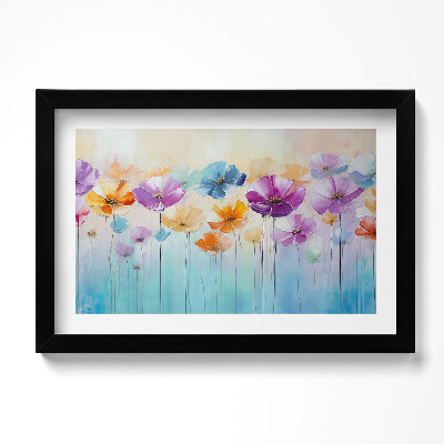Obraz s rámem dekorativní Malované barevné květiny