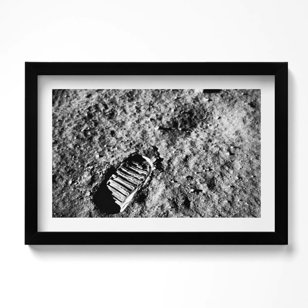 Obraz s rámem dekorativní Fotografie První krok na Měsíci od NASA