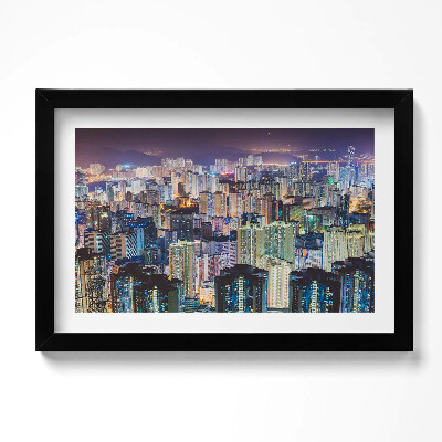 Obraz s rámem dekorativní Osvětlené město v noci