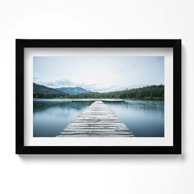 Obraz s rámem dekorativní Dřevěné molo na jezeře v horách