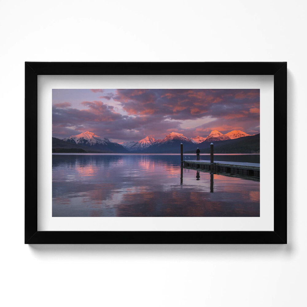 Obraz s rámem dekorativní Jezerní hory a mraky