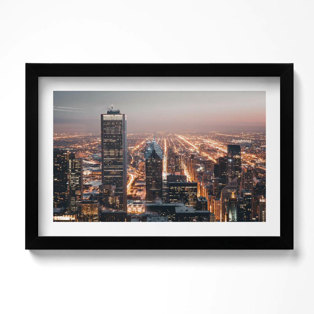 Obraz s rámem dekorativní Večerní město