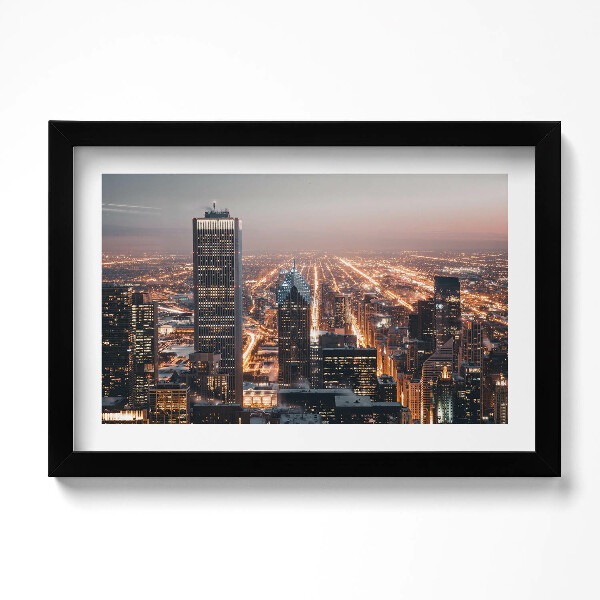 Obraz s rámem dekorativní Večerní město