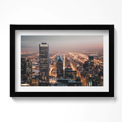 Obraz s rámem dekorativní Večerní město