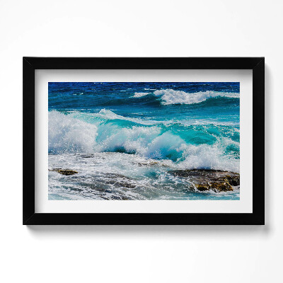 Obraz s rámem dekorativní Mořské modré vlny