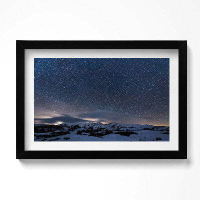 Obraz s rámem dekorativní Hvězdy na obloze v noci v horách