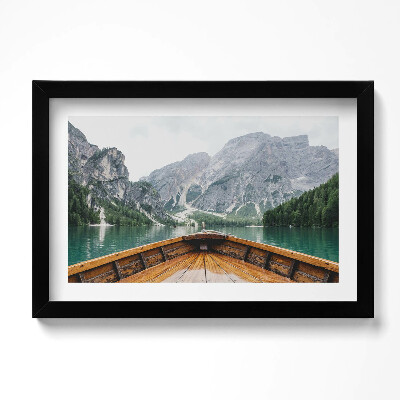 Obraz s rámem dekorativní Pohled z lodi na horské jezero