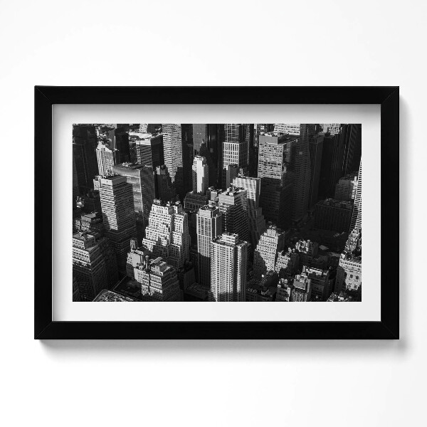 Obraz s rámem dekorativní Černá a bílá městská architektura